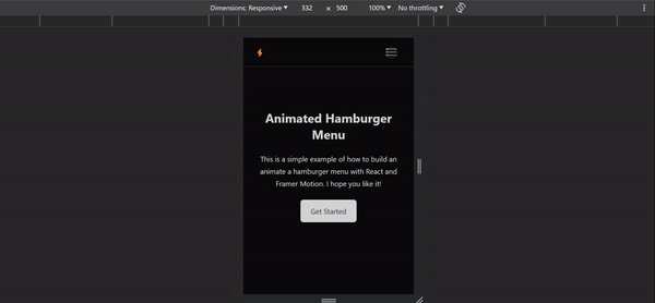 Интерактивный значок гамбургера. Переключение между открытым и закрытым состояниями с плавной анимацией.