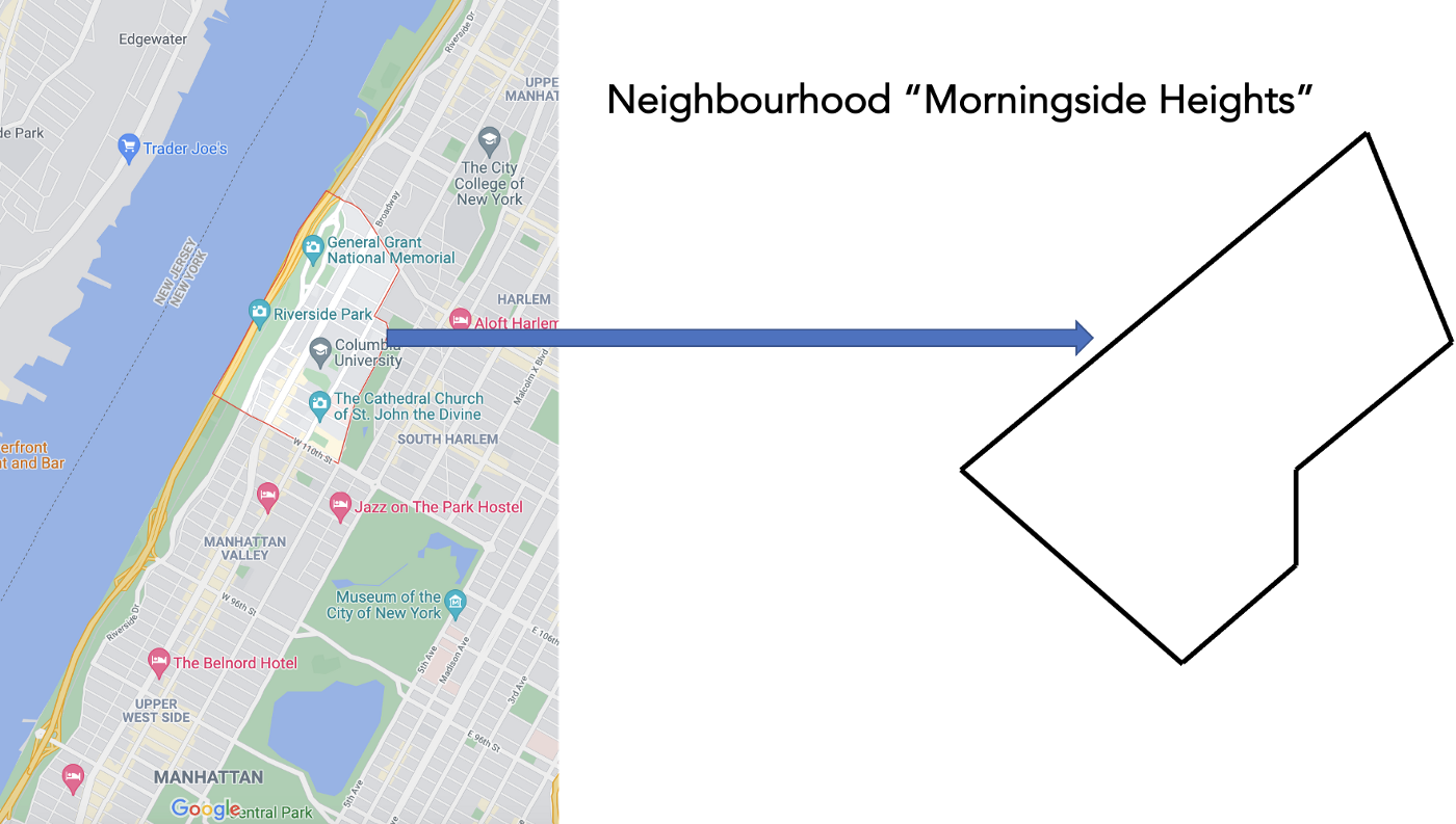 Географическая зона в виде многоугольника (источник Google-Maps)