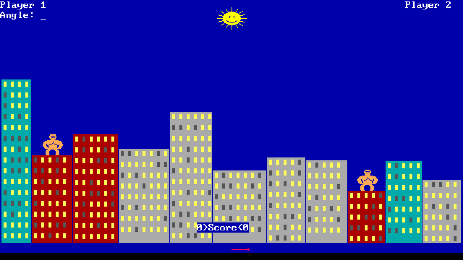 Оригинальная игра Gorillas 1991 года (источник: Retrogames.cz)