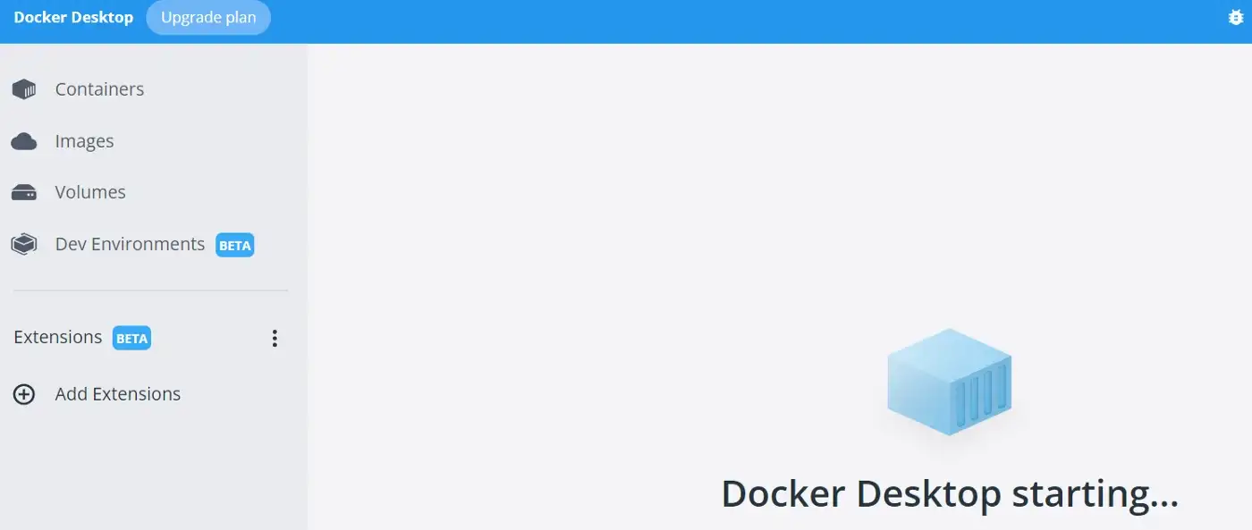 Подождите, пока Docker Desktop запустится