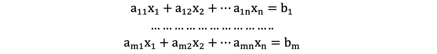 Изображение 2. Система линейных уравнений.